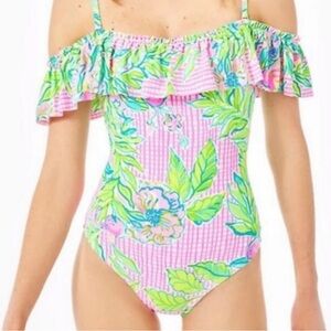 Lilly Pulitzer Pink and Green Fiesta One Piece Swimsuit